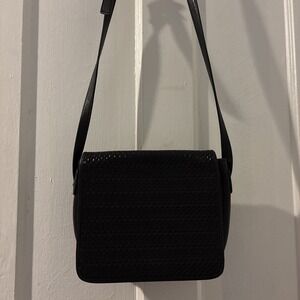 Vintage Linda Allard, Ellen Tracy Black Shoulder Strap Women's Leather ‎ Purse